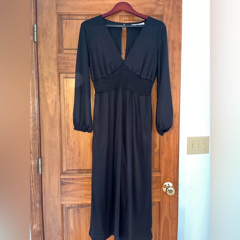 Anthropologie Hutch Jumpsuit Wide-Leg V-Neck Black Small